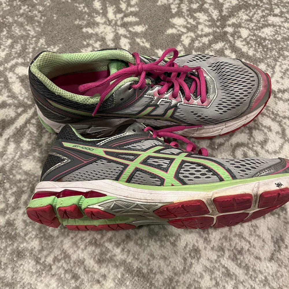 Asics GT1000 Sneakers Duomax Gray Green Pink Women's Size 10 Running Shoes